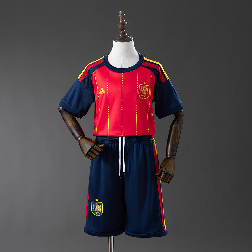 CAMISETA QUE ESPAÑA JUGÓ EL MUNDIAL 2026 LOCAL CONJUNTO INFANTIL